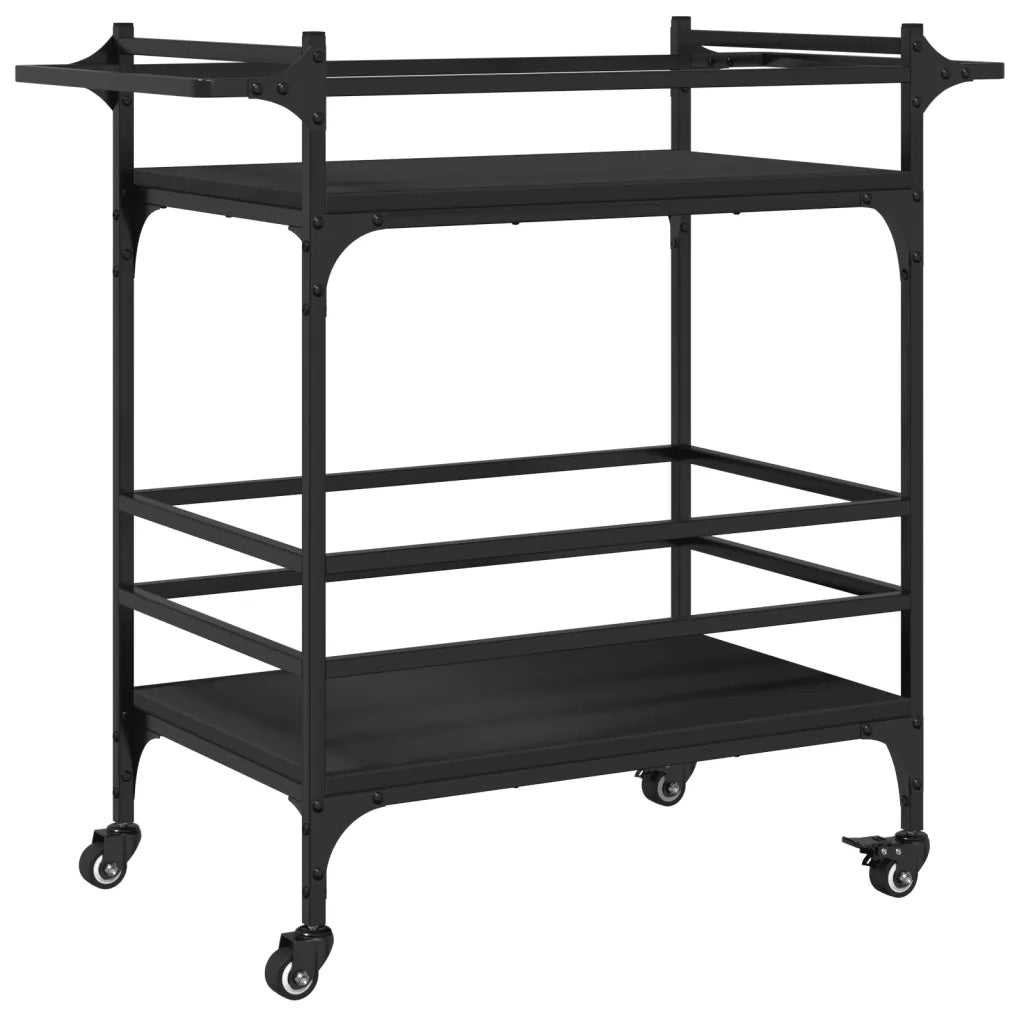 Carrello da Cucina-Scaffale per Cucina Nero 82x40x78,5 cm in Legno Multistrato