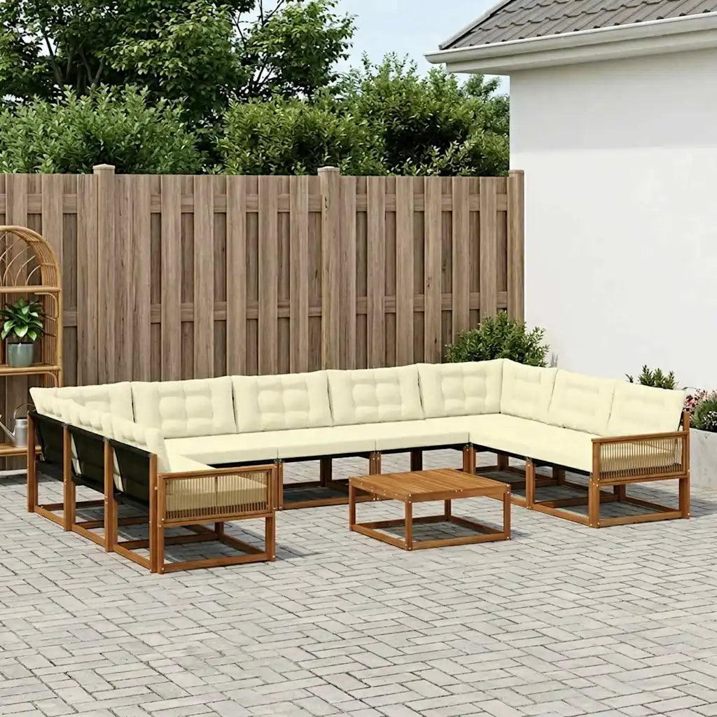 Set di divani da esterno con cuscino 10 pcs Naturale e Crema 3381698