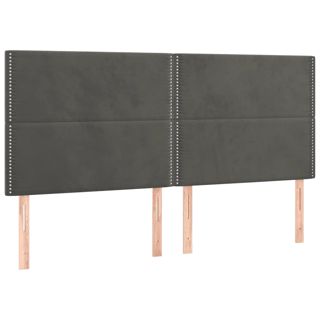Testiera-Testata Decorativa Grigio Scuro 160x5x118/128 cm Velluto 486758