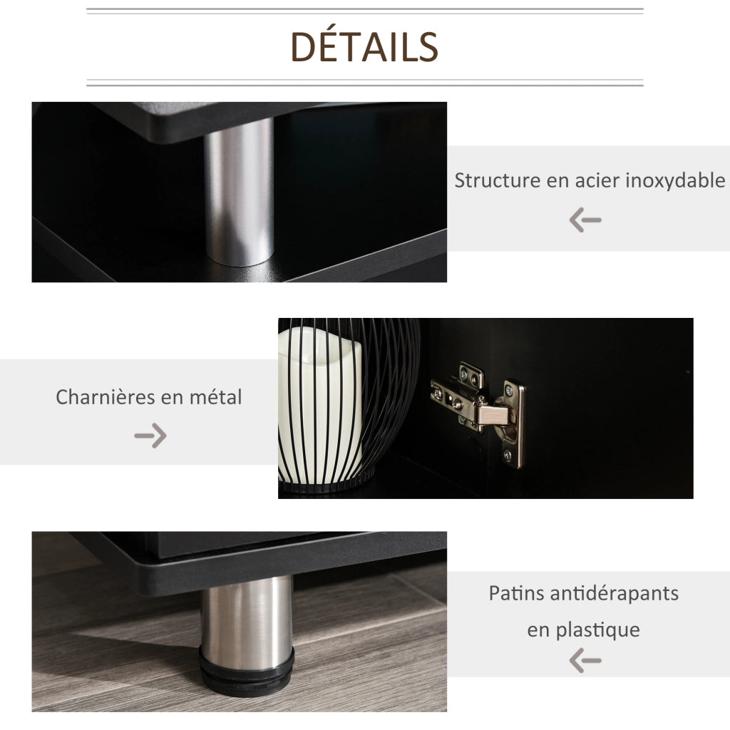 Mobile TV in legno ¨C Xylo ¨C nero, fino 55 pollici, ante e ripiano, 120x40x52cm