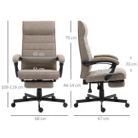 Sedia da Ufficio con Altezza Regolabile, Poggiapiedi Incluso e Seduta Imbottita, 68x67x109-119 cm, Marrone