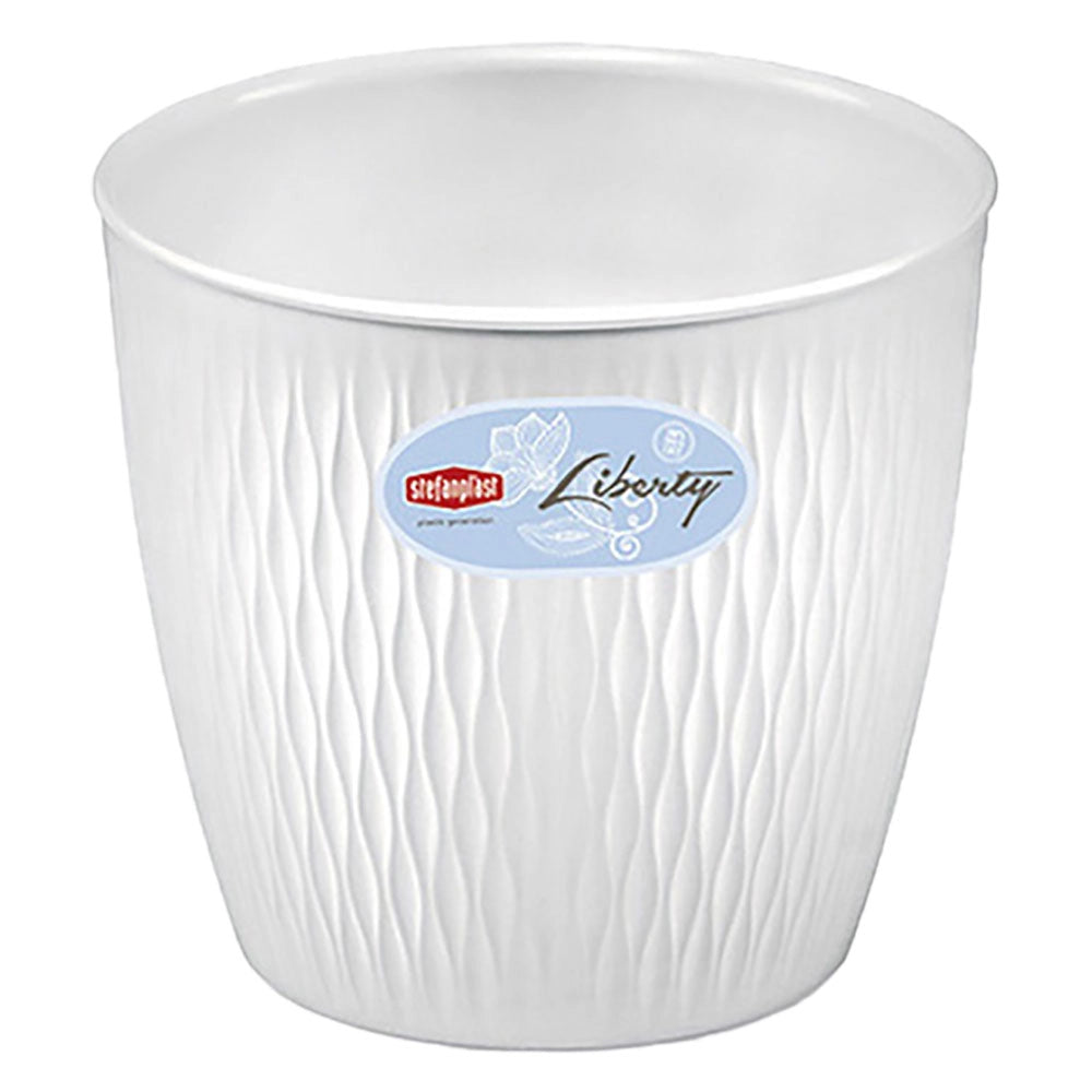 VASO TONDO 'LIBERTY' ø 25 x h.23 - bianco travertino  - STEFANPLAST