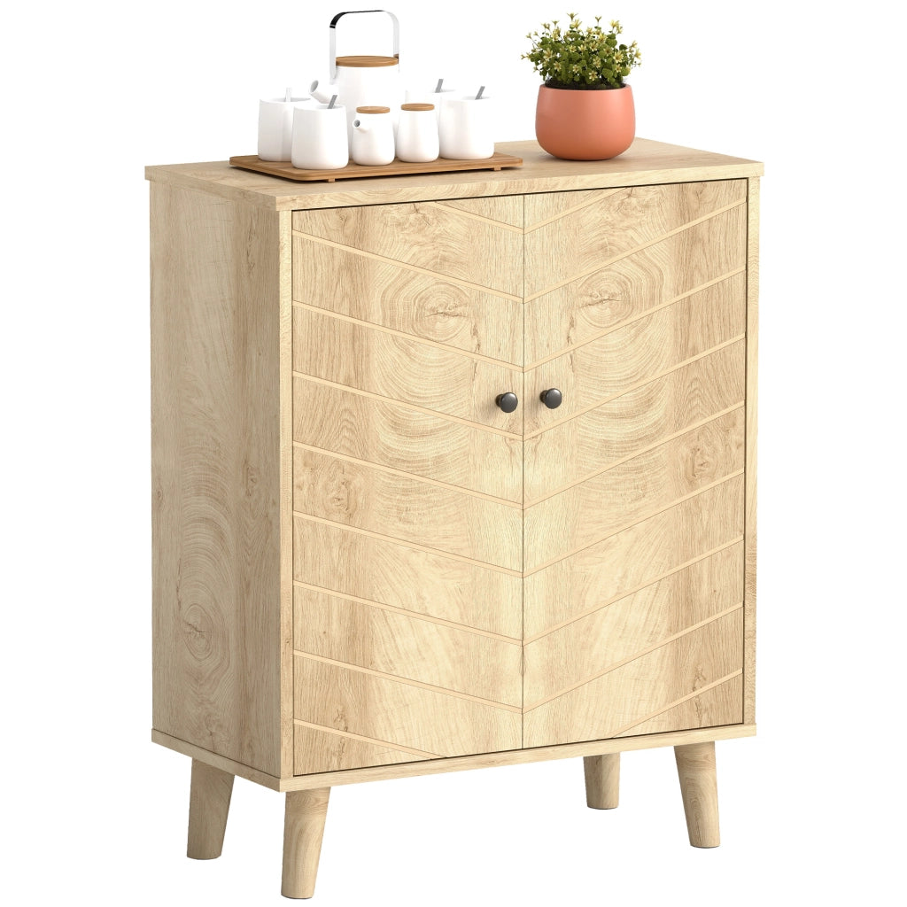 Mobile Multiuso Credenza Stile Vintage in Legno con Due Ripiani Interni, Salvaspazio per Casa, 60x30x76cm