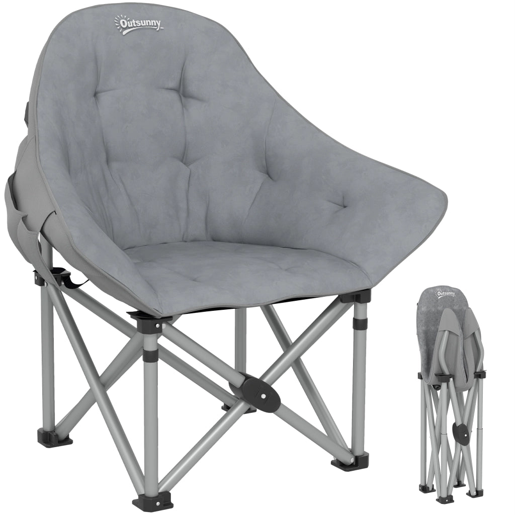 Sedia da Camping Pieghevole Leggera con Seduta Imbottita e Borsa ¨C zephmum ¨C Grigio Scuro