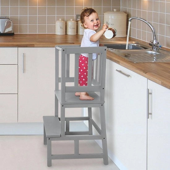 Torre di apprendimento per bambini - Certificato FSC, Protezione di sicurezza, Adatto per cucina, tavolo e bagno