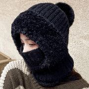 Muffa protettiva per donne con viso interamente coperto | Panno di velluto soffice con design amichevole per gli occhiali | Cappuccio lavabile a mano in nero