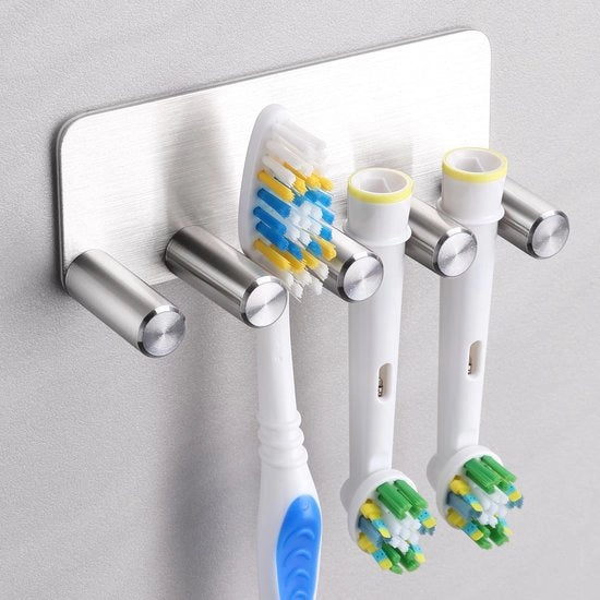 Sostegno per Spazzola da Denti in Acciaio Inossidabile - Sostegno per Spazzola da Denti con Fermo Spazzola - Resistente e Duraturo - Antiscivolo - Alta Compatibilità - 3,5 x 9 cm - Sostegno per Spazzola da Denti