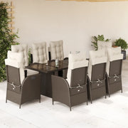 Set da Pranzo da Giardino 9pz con Cuscini Marrone in Polyrattan 3213355