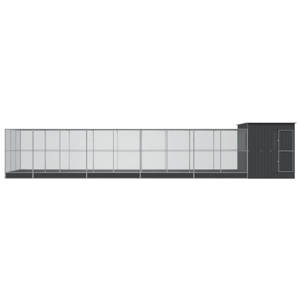 Voliera a gabbia con estensione in argento 1118 x 303 x 216 cm acciaio argento 02_0045645