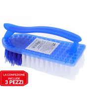 Trade Shop - 3 Pz Spazzola Per Indumenti Bucato Setole Pulizia Casa Lavaggio Vestiti Scarpe -