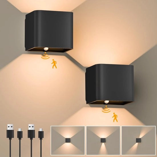 Lampada da Parete Caricabile - Lampada da Parete Interna - Caricabile via USB - Lampada da Parete Interna per Salotto - Camera da Letto - Senza Fili - Lampada da Parete a Batterie - Illuminazione Scale - Lampada da Parete Caricabile - Comando a Distanza -