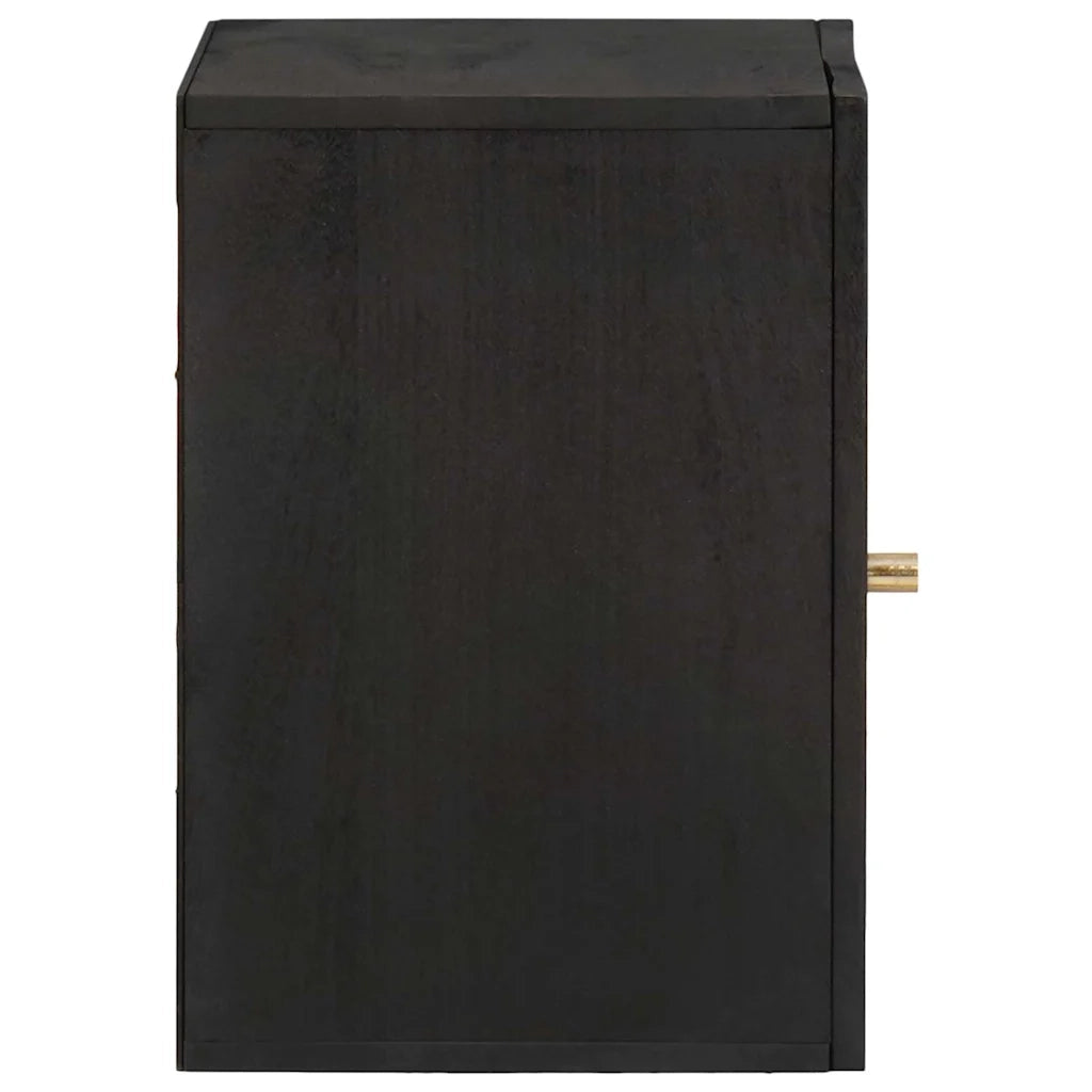 Armadietto a muro Nero 38 x 33 x 48 cm Legno di mango massello