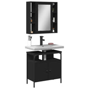 Set Mobili da Bagno 2 pz Nero in Legno Multistrato