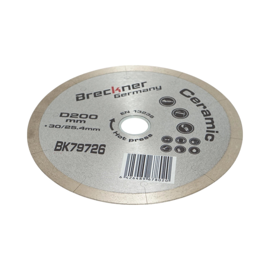Disco diamantato frazionato continuo 200x30/25,4 mm, segmento 10 mm per piastrelle, maiolica, ceramica dura, marmo Breckner Germany