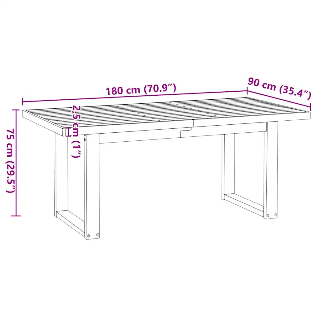 Tavolo Pranzo NOAIN Gambe a Forma U 180x90x75 cm Legno Massello