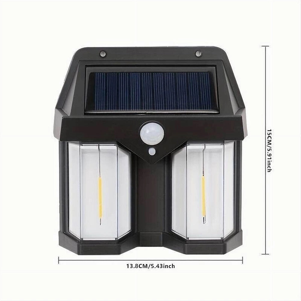Trade Shop - Applique Doppia Lanterna Solare Led Tungsteno Sensore Movimento Ip65 Da Esterno -