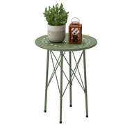 Tavolino giardino rotondo ¨C Xylo ¨C Acciaio verde con fiori ? 40x50 cm