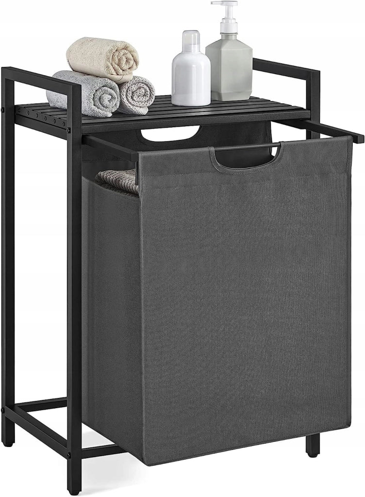 Cesto portabiancheria Valora grigio a scomparto singolo, stile loft, 65 l