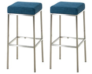 Set 2 sgabelli bar Montreal in tessuto - Alt 80 blu,acciaio inossidabile
