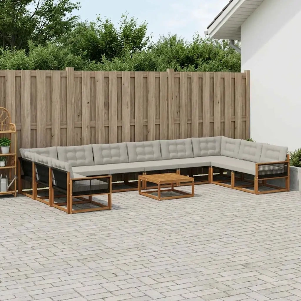 Set di divani da esterno 11 pcs Naturale e Grigio Chiaro 3381727