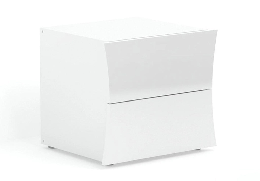 Comodino 2 Cassetti 50x40x41,3 cm Arco Bianco Lucido