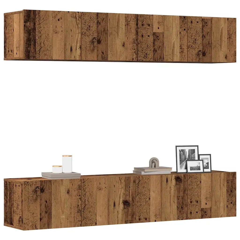 Mobili TV a Parete 4 pz Legno Antico in Legno Multistrato 3328943