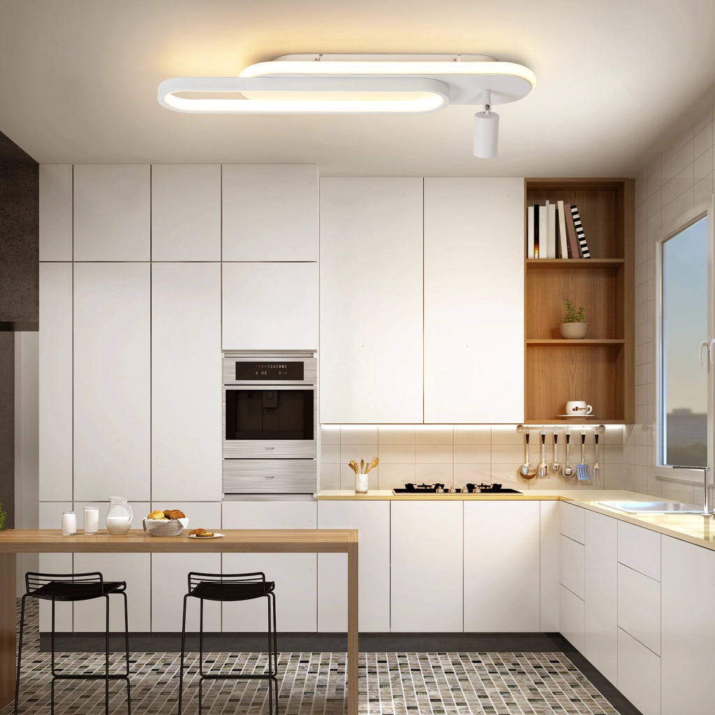 ZMH Lampada da soffitto plafoniera LED 46W bianca dimmerabile con 1 faretto telecomando per soggiorno