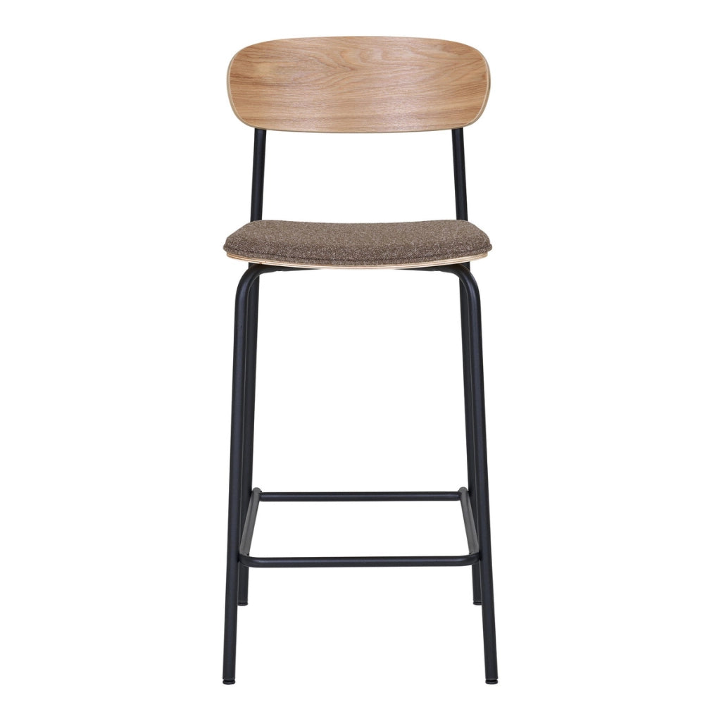 Set di 2 Sgabelli Alti Estepona, Marrone, Poliestere, 49x42,5x95 cm