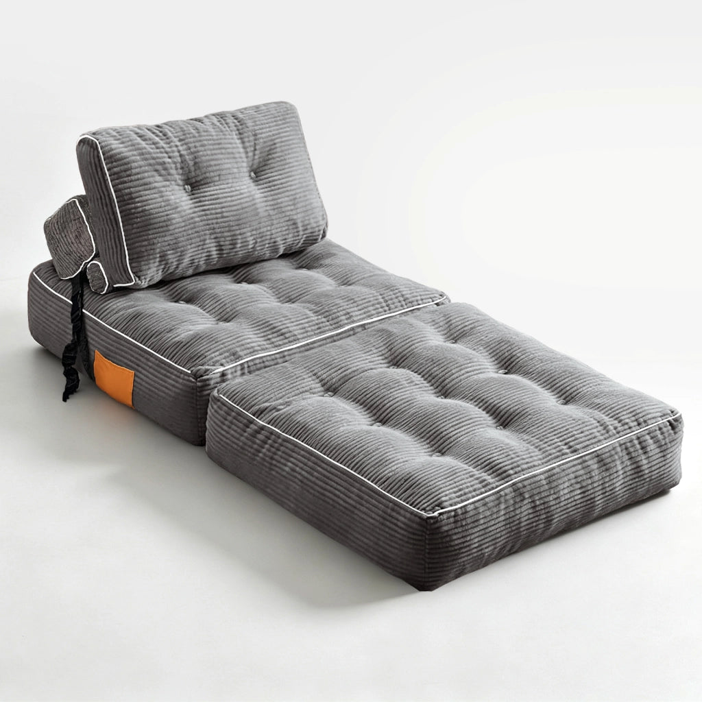 Poltrona letto pieghevole multifunzione in velluto a coste, colore grigio
