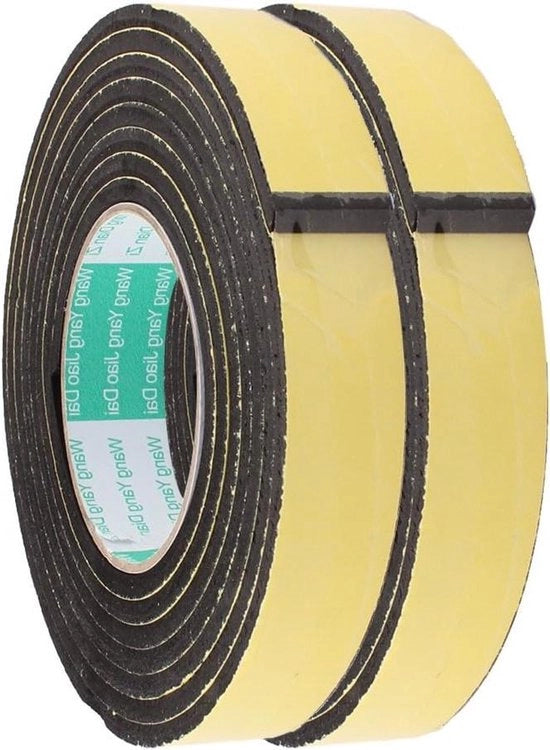 Tape di Aria Afttissima Alettizzabile 30 mm Largo 5 mm Spesso 3 m Autoadesivo Isolante Per Finestre Porte Giallo Nero 2 Pezzi