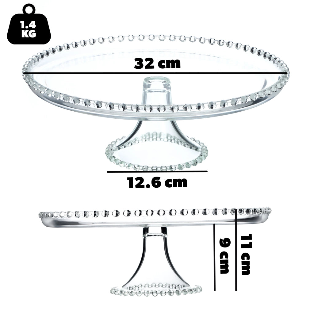Alzata per torte KADAX, piatto da frutta in vetro con supporto, 32 cm