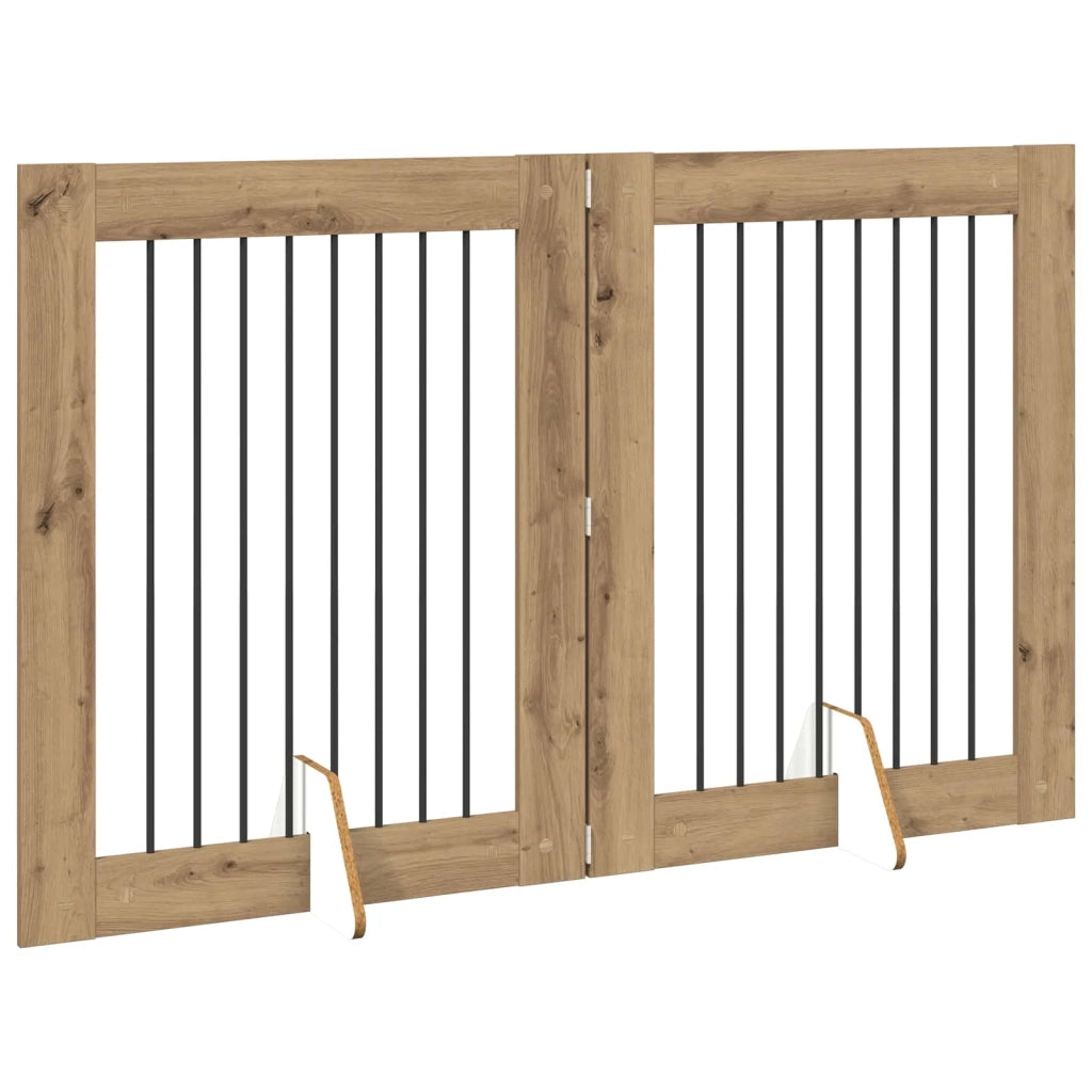 Cancello per cani pieghevole con supporti 2 pz 160,5 cm 892042
