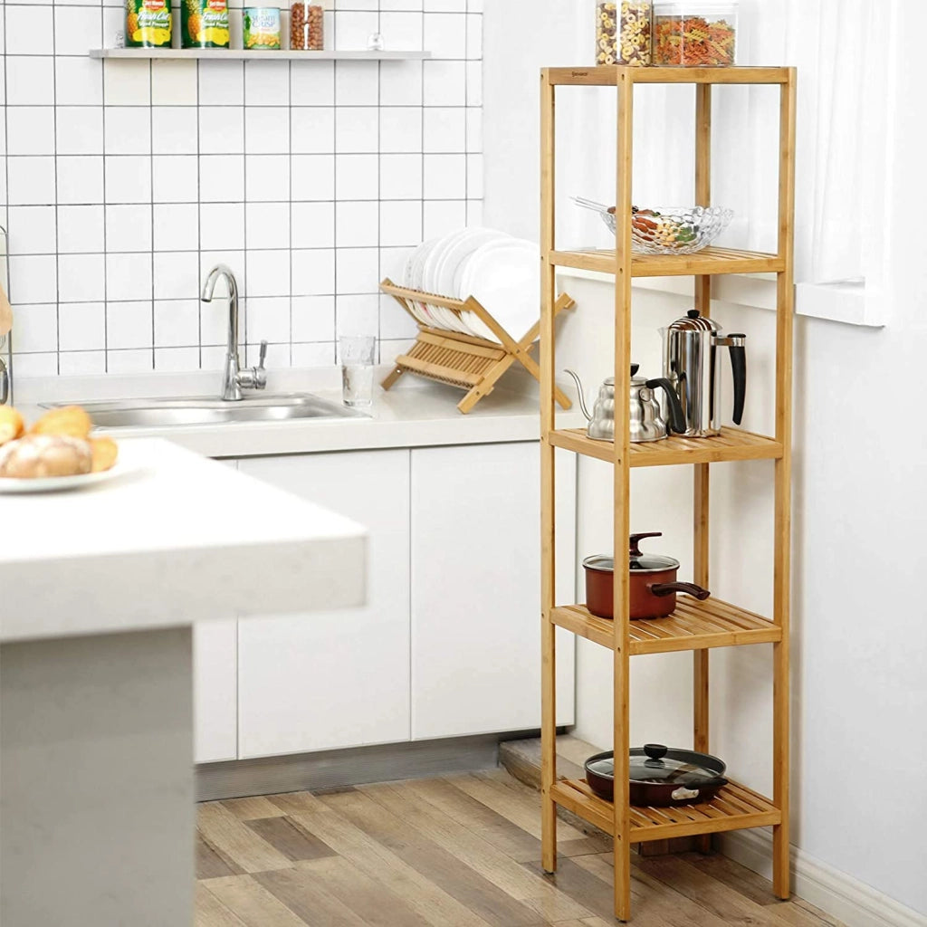 Valora BAMBOO SHELF Mensola salvaspazio in bambù naturale per il bagno