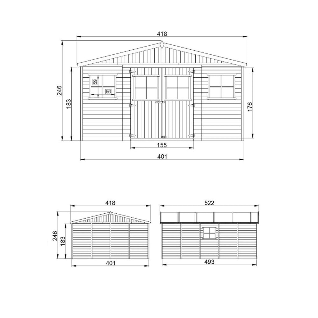 Casa da giardino in legno  A246x418x520 cm/20 m² - TIMBELA M333
