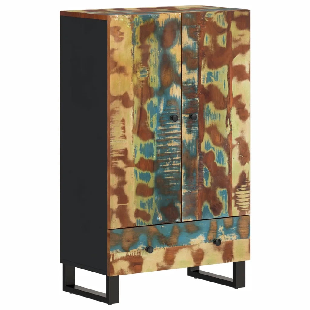 Credenza con Cassetto 60x33x100 Legno Massello Recupero e Ferro 352935