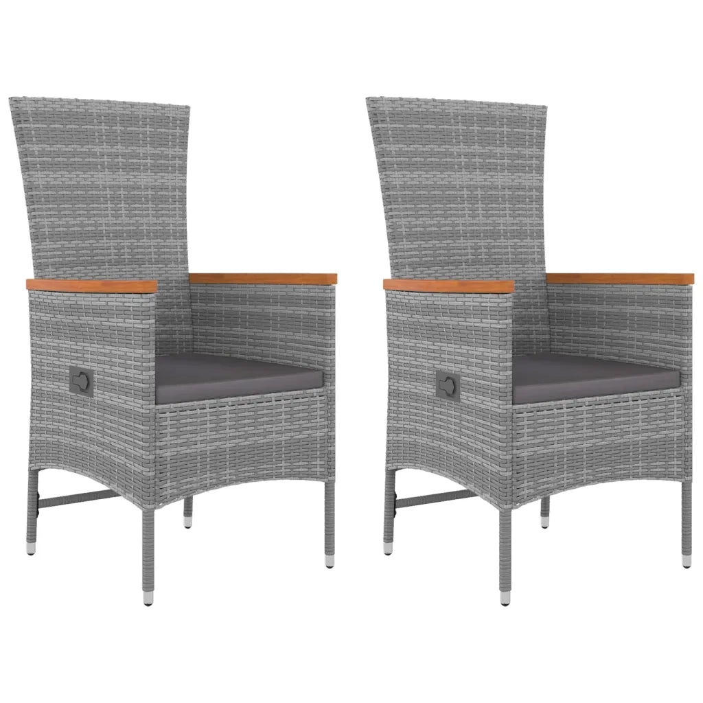 Set Mobili Giardino 3pz Grigio Polyrattan Legno Massello Acacia 3157653