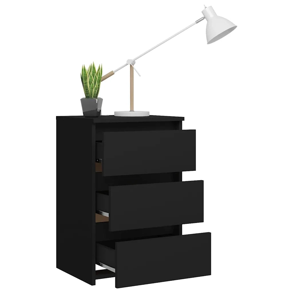 Comodino Nero 40x35x62,5 cm in Legno Multistrato 806213