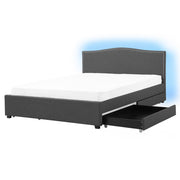 Struttura del letto Cassetto imbottito in tessuto grigio Storage 160 x 200 cm LED Multicolore Design tradizionale