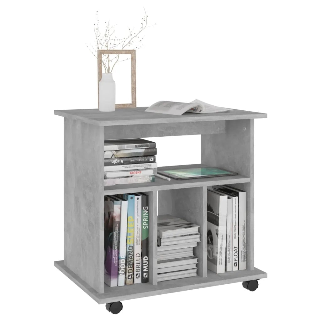 Mobiletto con Ruote Grigio Cemento 60x45x60cm Legno Multistrato 808480