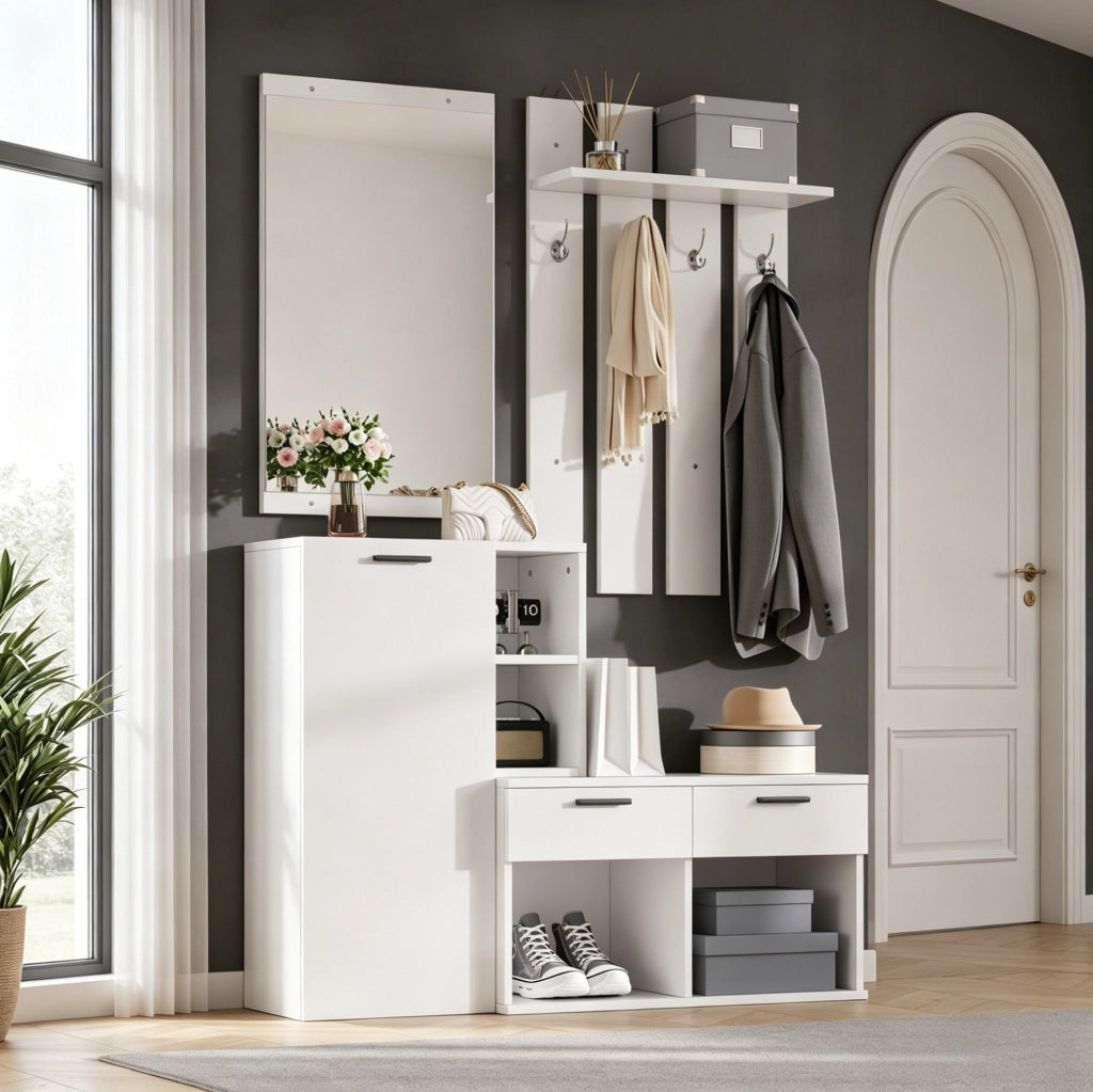 ARMADIO INGRESSO con specchio 120 x 35 x 175,5 cm bianco MDF