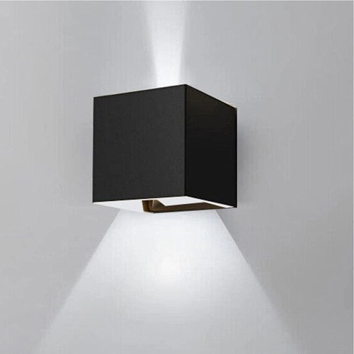 APPLIQUE LED COB LAMPADA PARETE 20W QUADRATO NERO FREDDO INTERNO ESTERNO 18