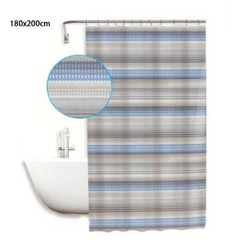 Trade Shop - Tenda Doccia Antimuffa Impermeabile 180x200cm Con Anelli Righe Orizzontali 59523 -
