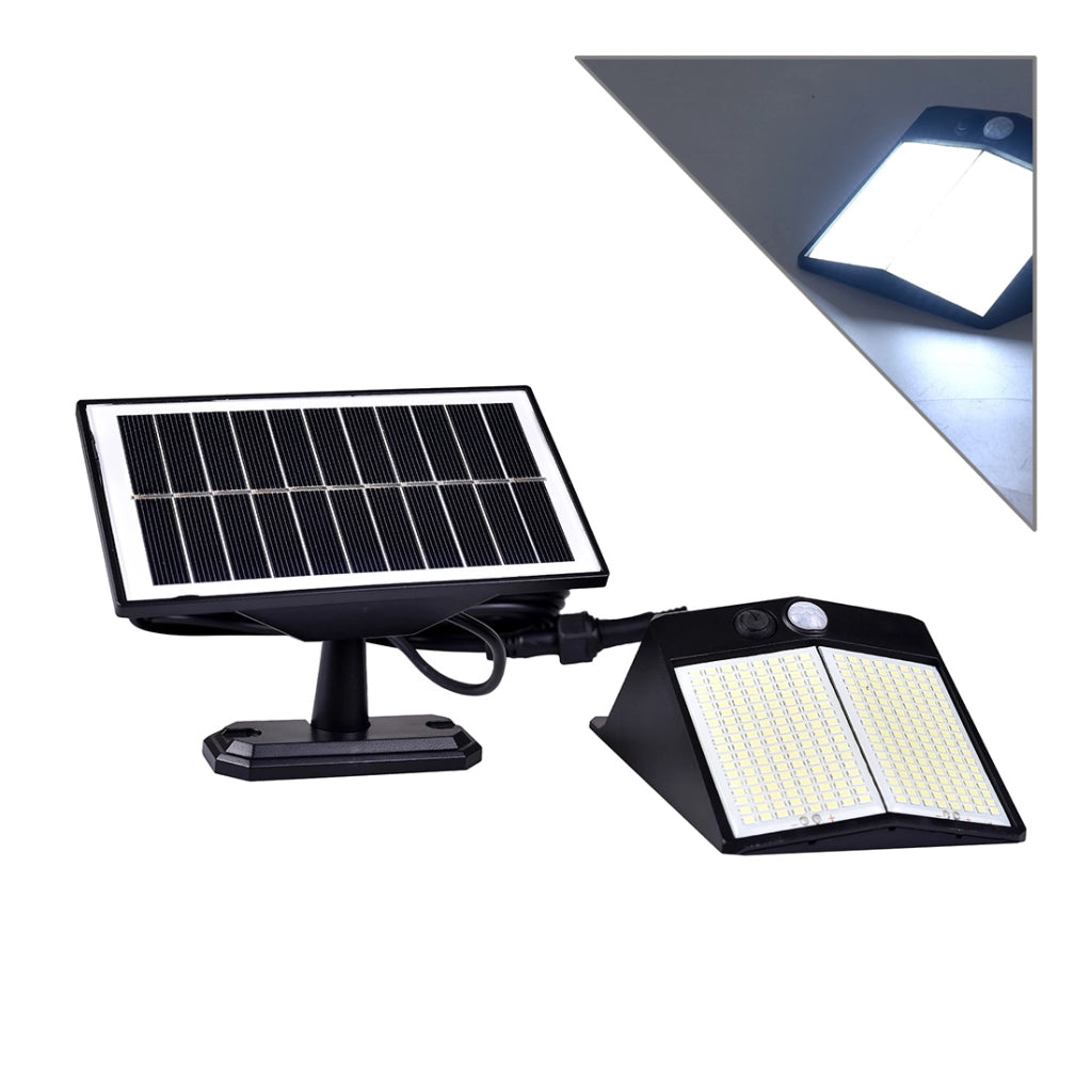 FARETTO LED SOLARE DA ESTERNO CON SENSORE DI MOVIMENTO LUCE FREDDA - IDEALE PER ILLUMINAZIONE GIARDINI CORTILI SICUREZZA NOTTURNA E RISPARMIO ENERGETICO