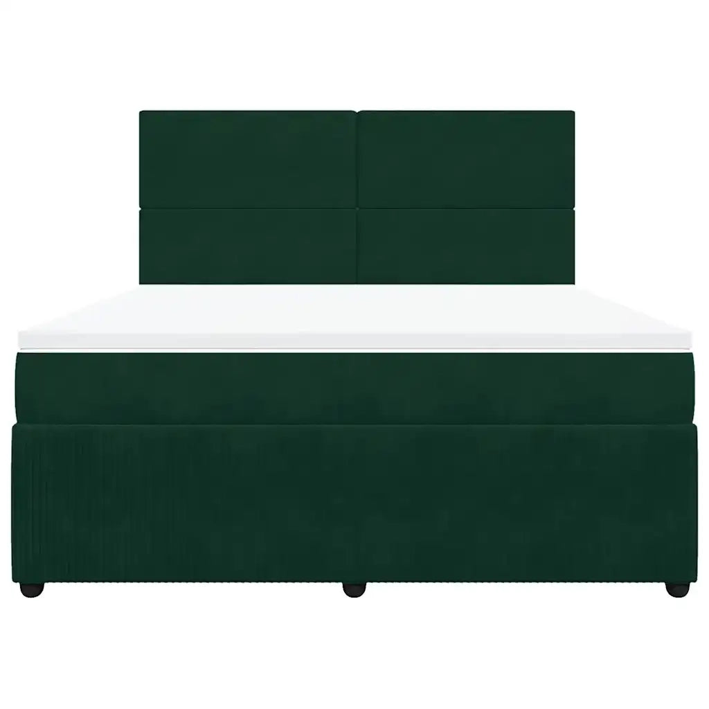 Giroletto a Molle con Materasso Verde Scuro 180x200 cm Velluto