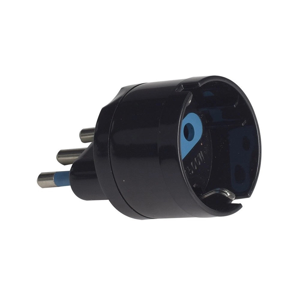 Trade Shop - Adattatore Spina Elettrica 2p+t 16a Con 1 Presa Ita 10a/schuko 16a 2p+t Nero 83036 -