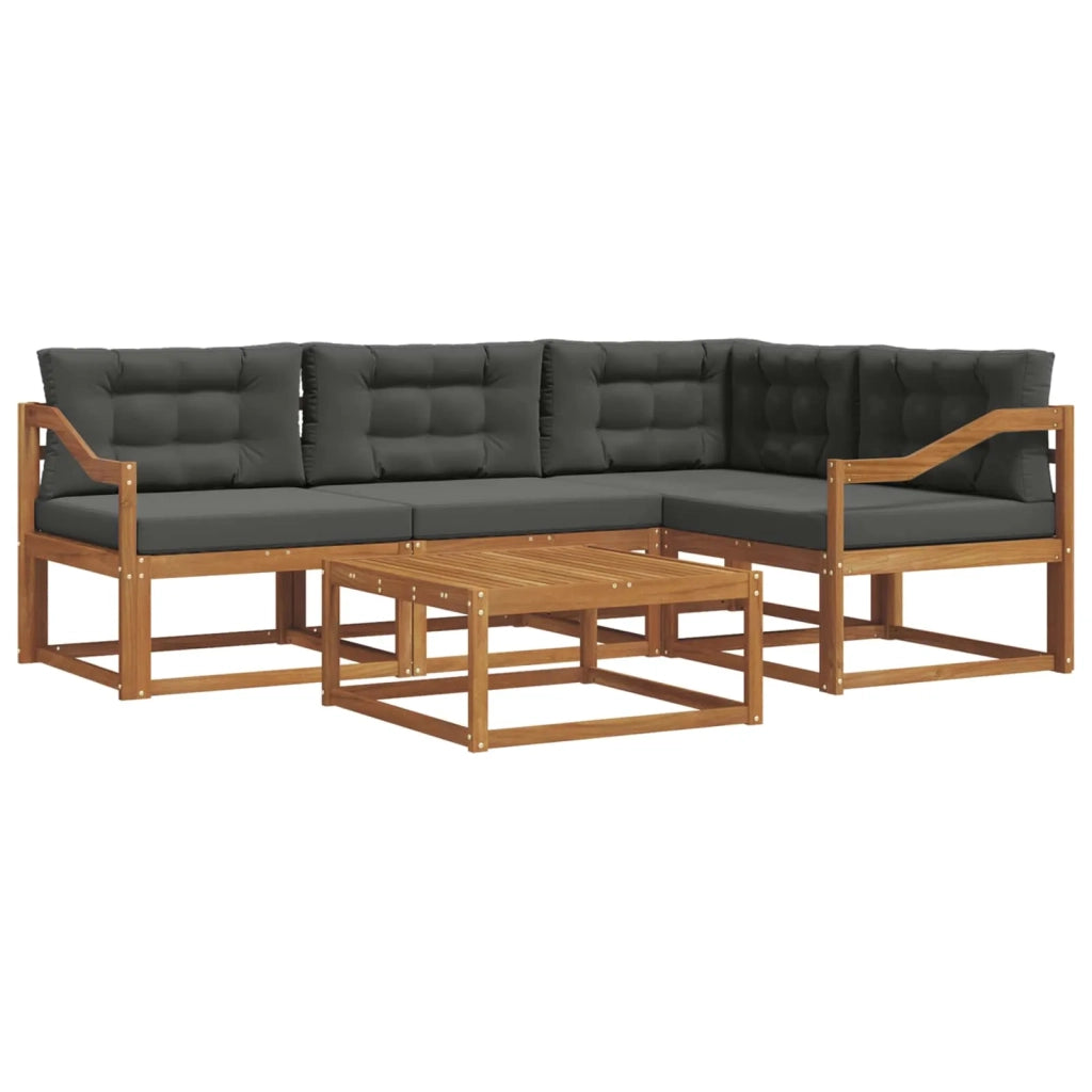 Set di divani da esterno con cuscino 5 pcs Naturale e Antracite