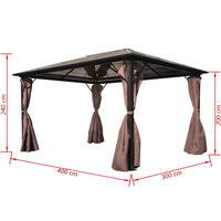 Gazebo con Tenda Marrone in Alluminio 400 x 300 cm 41626