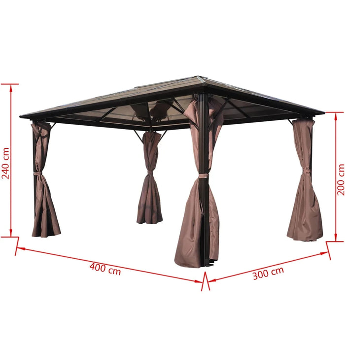 Gazebo con Tenda Marrone in Alluminio 400 x 300 cm 41626