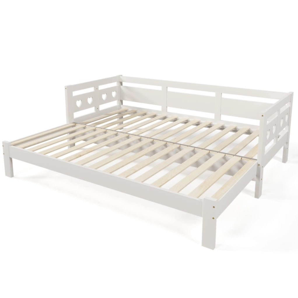 Divano letto daybed a cuore estendibile 90x190 cm in legno bianco