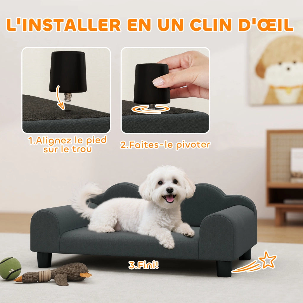 Divano per cani ¨C zephmum ¨C grigio scuro 66x42x28.5 cm